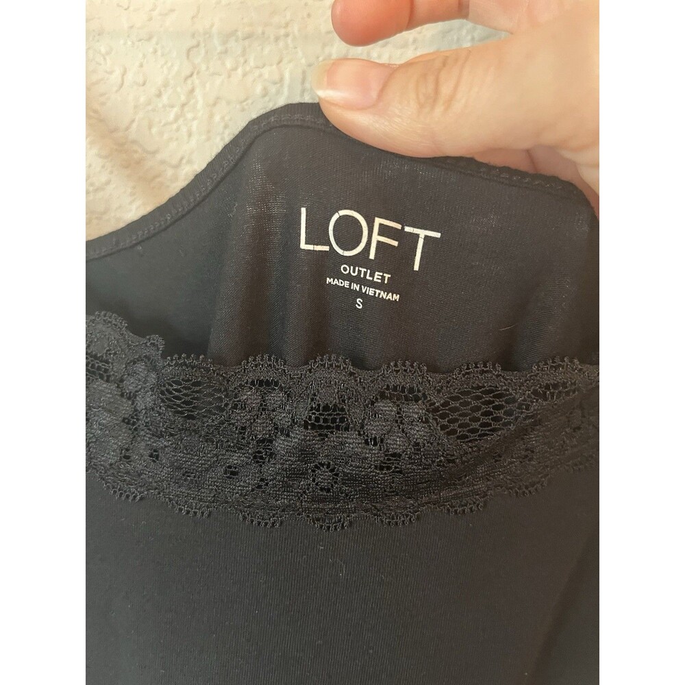 Loft Lace Trim Cami Top Womens S Black Fairycore Grunge Boho Y2K Whimsical - Picture 4 of 5